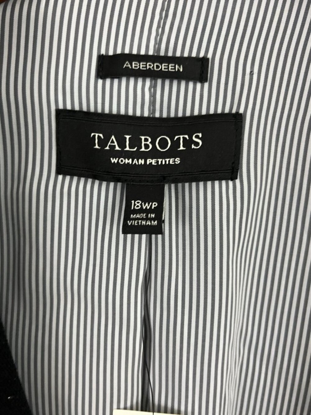 Talbots Women's 18WP Blazer Black White Aberdeen Office Career Academia Preppy - Picture 2 of 7